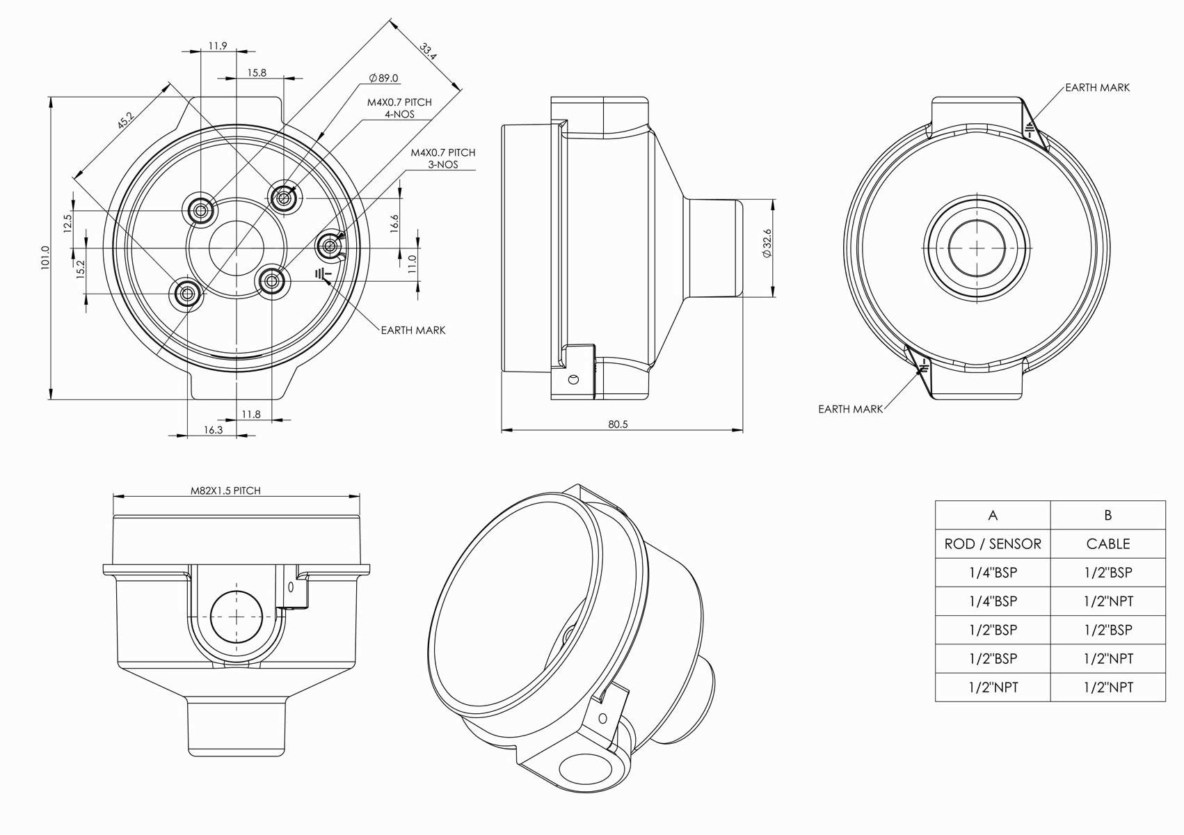 Double Entry Thermocouple head