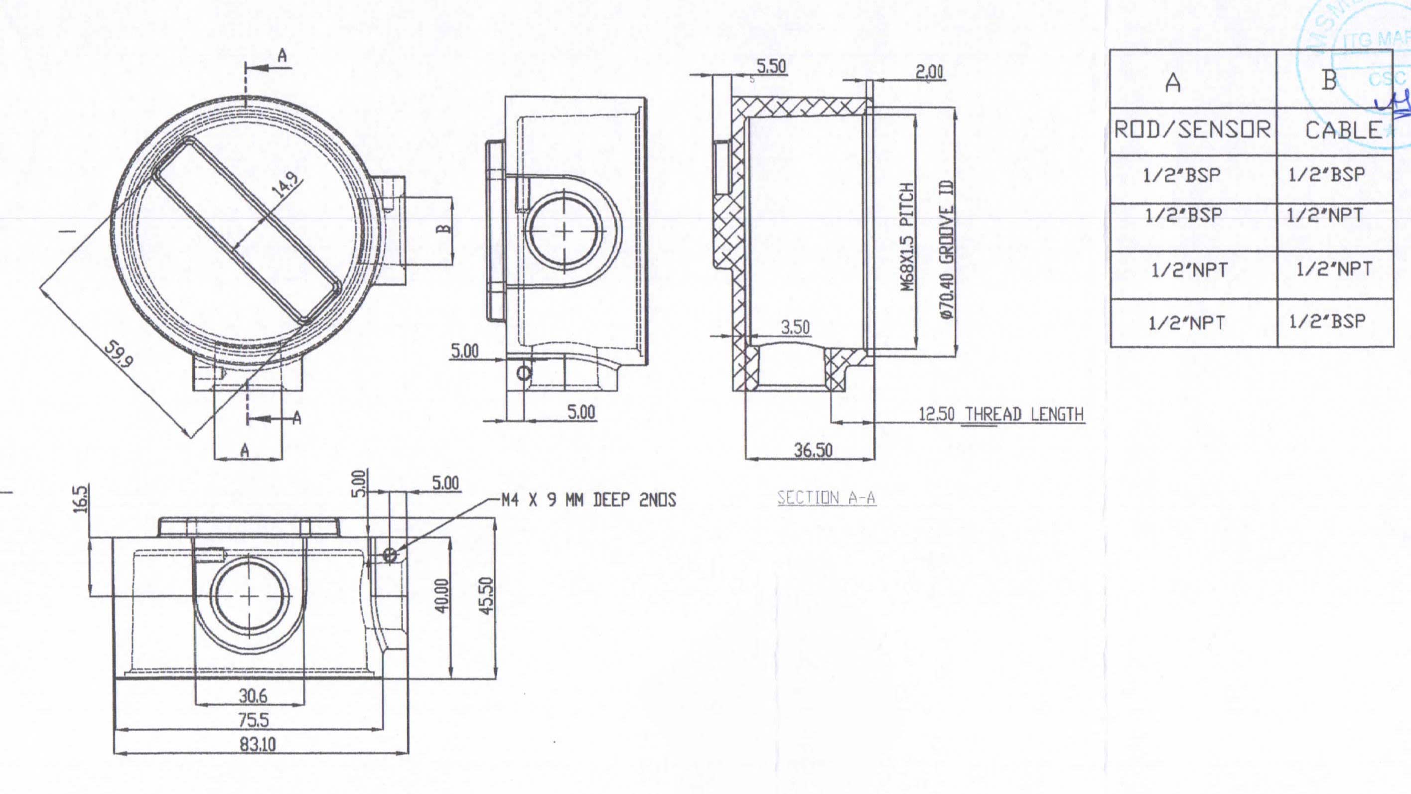 90° two Way Side Entry Thermocouple heads